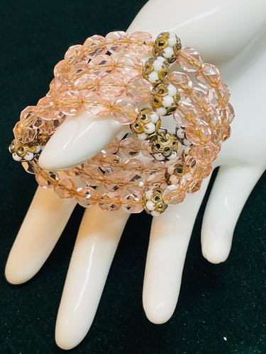 1940’s Pink Coil Beaded Bracelet
